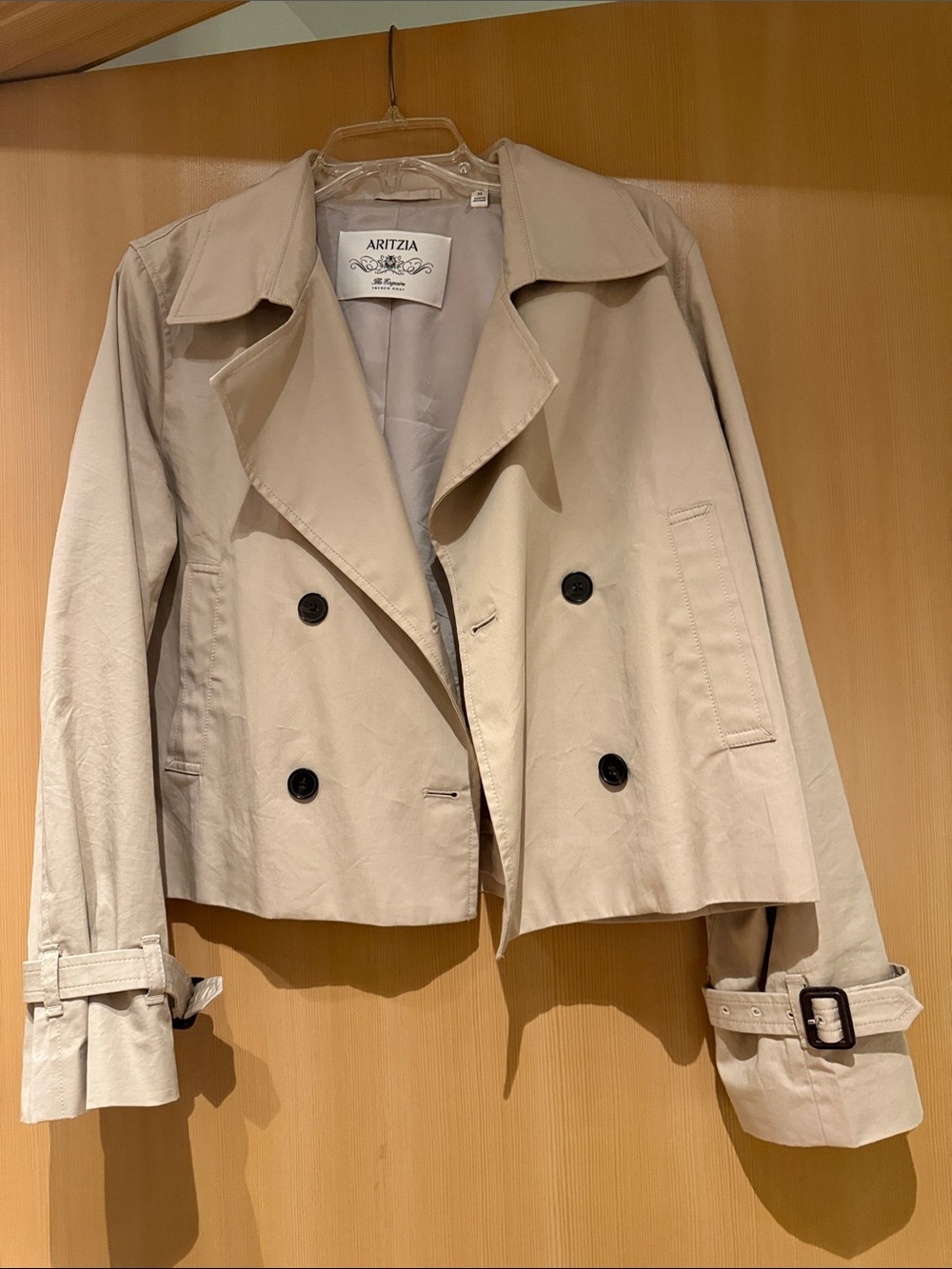 Aritzia Cropped Esquire Trench Coat in Beige
